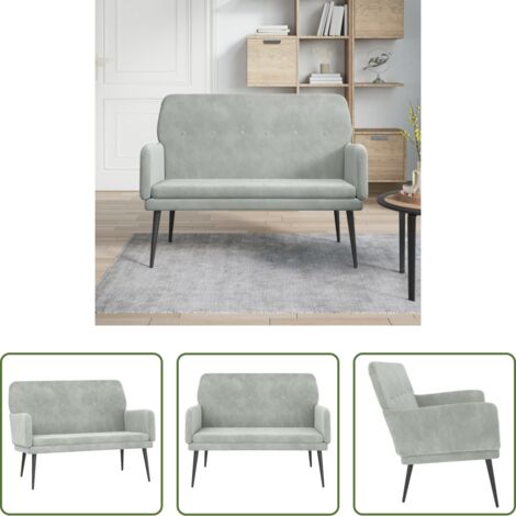 Banco gris claro -  Banco de terciopelo gris claro 108x79x79 cm