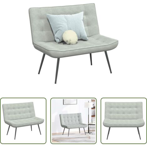 Banco gris claro -  Banco de terciopelo gris claro 110x74x84 cm