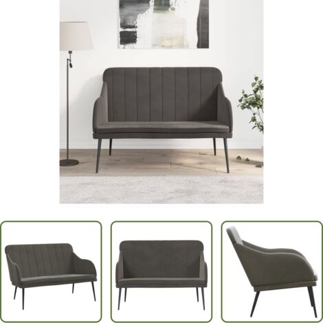 Banco gris oscuro -  Banco de terciopelo gris oscuro 110x76x80 cm