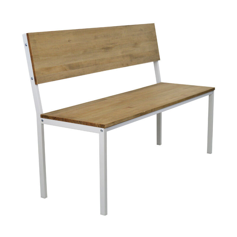 

Banco iCub con respaldo Industrial Vintage – 50x100x86 cm. Blanco.