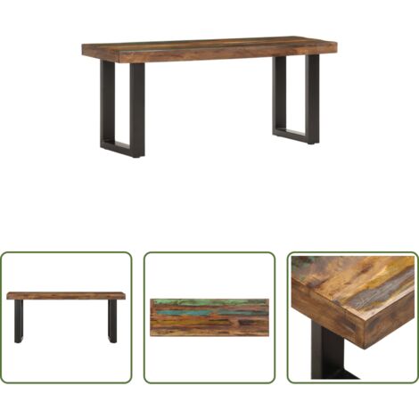 Banco industrial -  Banco de madera maciza reciclada y acero 110 cm