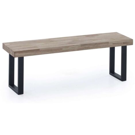 Banco Industrial Loft acabado roble honey/negro, 47cm(alto) 120cm(ancho) 34cm(fondo)