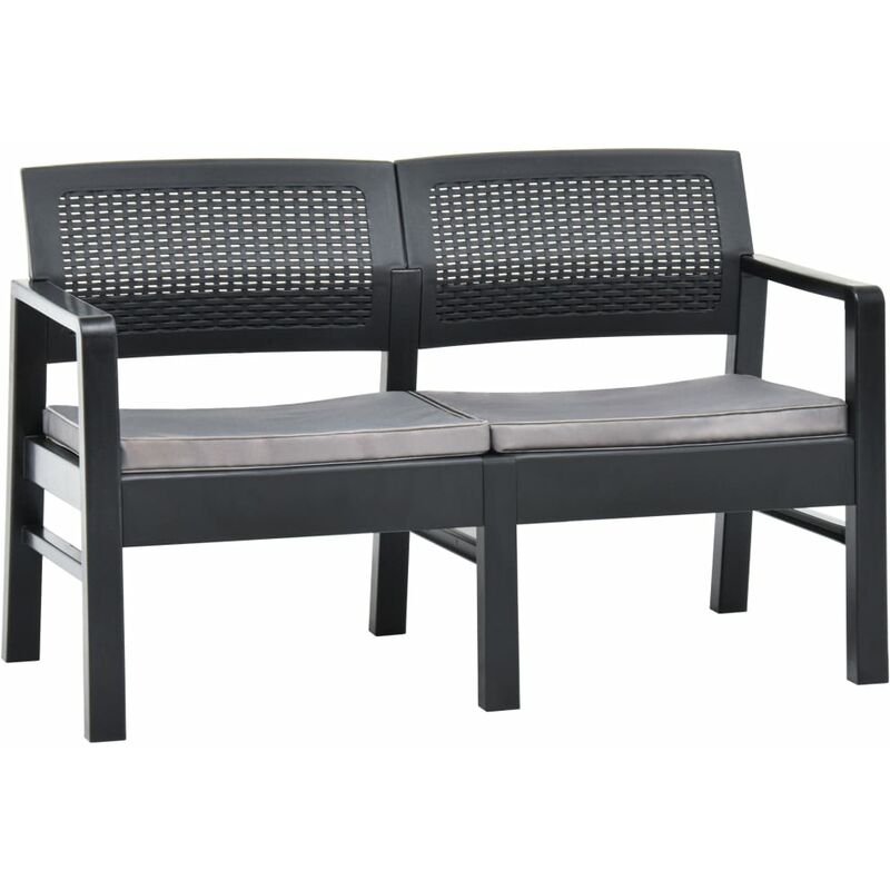 

Banco jardín 2 plazas y cojines plástico gris antracita 120 cm