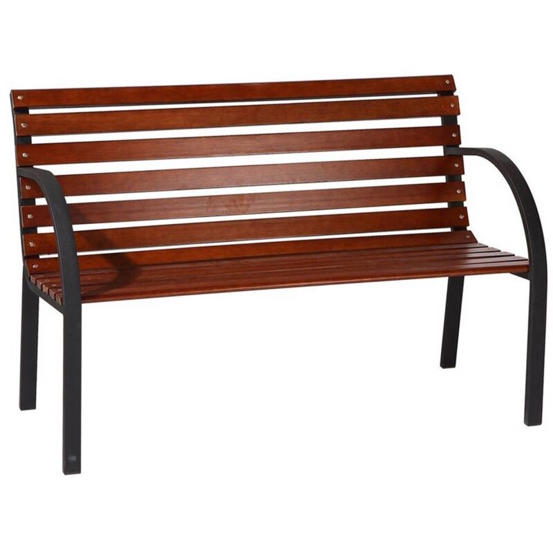 

Banco de jardín de madera y acero marrón de 120x62x82 cm