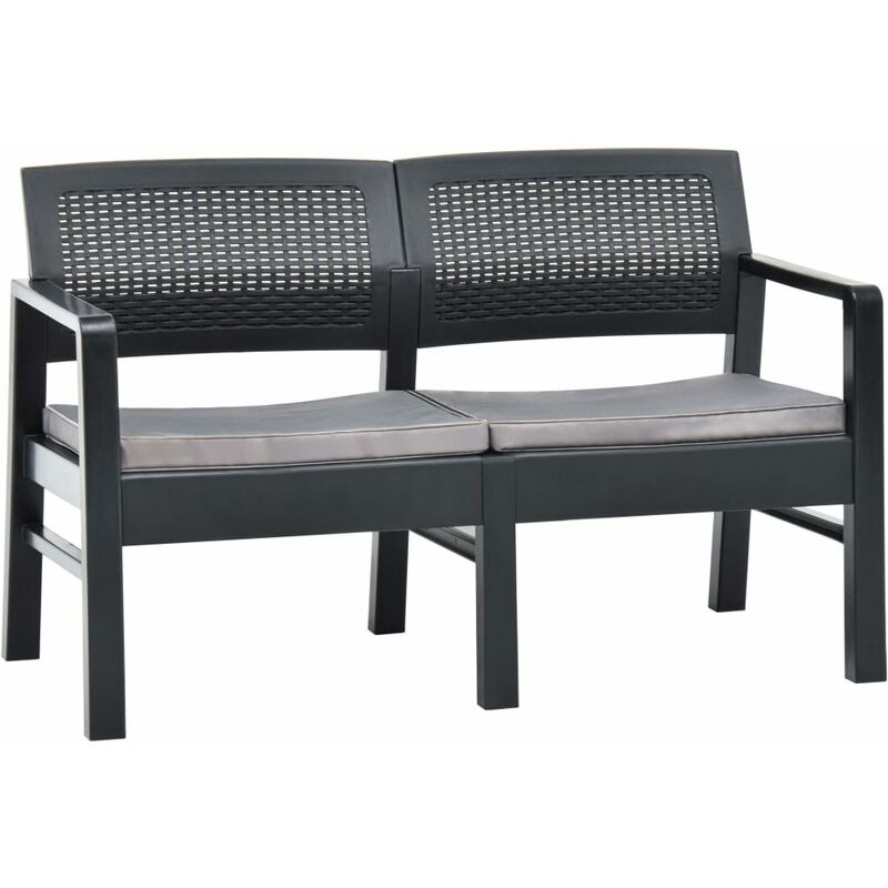 

Banco jardín 2 plazas y cojines plástico gris antracita 120 cm - Antracita