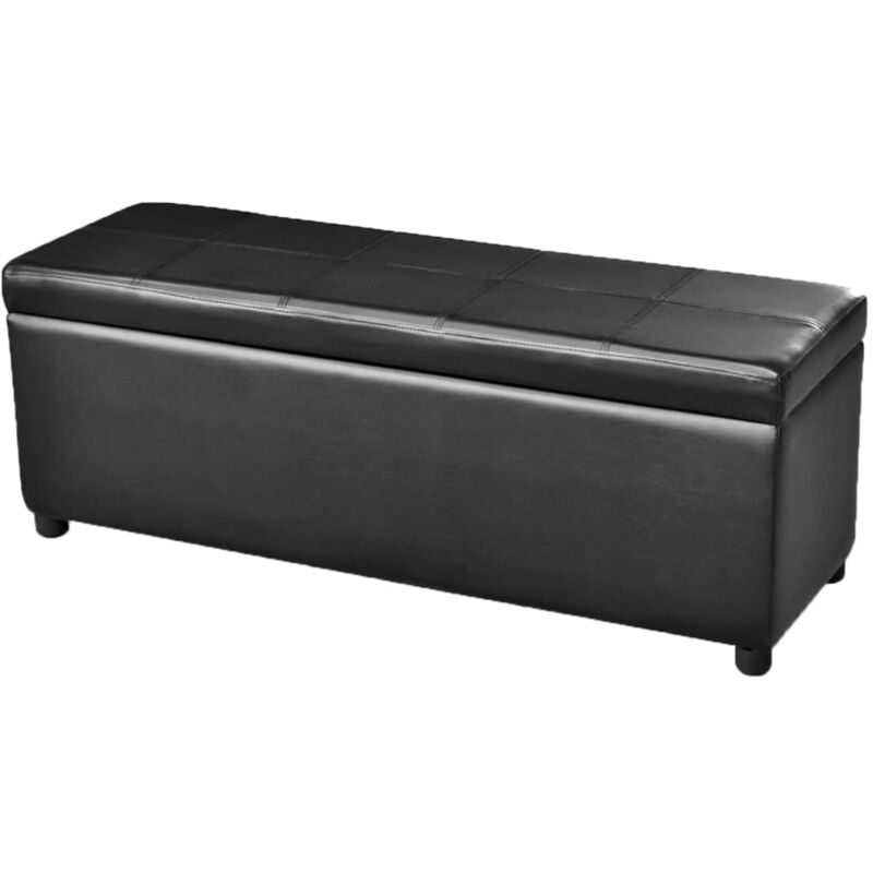

Banco largo de almacenamiento de madera negro - Negro
