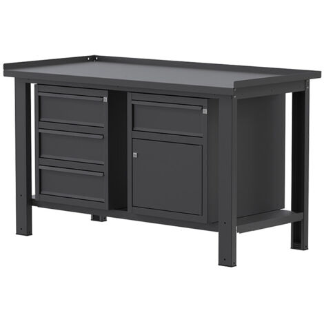 Banco lavoro SOGI X3N109A - 1.5 m - piano in acciaio - 3 cassetti + armadio con anta e cassetto