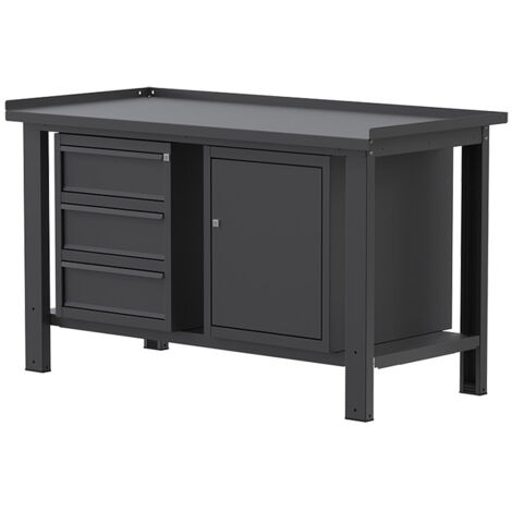 Banco lavoro SOGI X3N111A - 1.5 m - piano in acciaio - 3 cassetti + armadio con anta