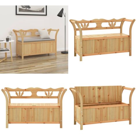 Banco madera maciza de abeto 107x45x75,5 cm - Banco de abeto - Banco de almacenamiento