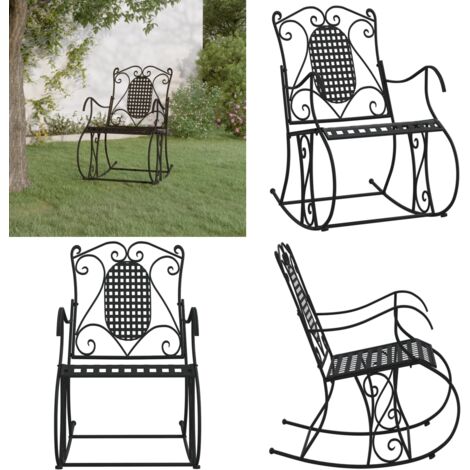 Banco mecedor de acero negro 84 cm - Banco de acero - Banco de jardín