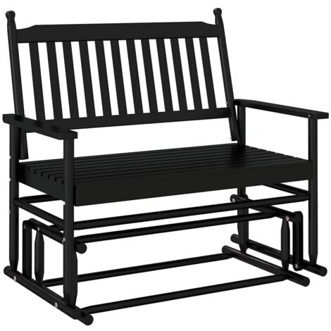 Banco mecedora de jardín 118 x 70 x 104,5 cm en madera de álamo negro DEC028718