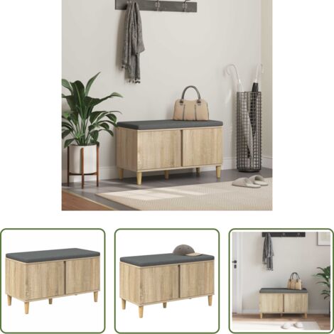 Banco moderno -  Banco de entrada con cojín Roble Sonoma 80 x 38 x 46 cm