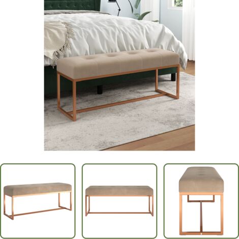 Banco multifuncional -  Banco de terciopelo beige 110x36x45 cm