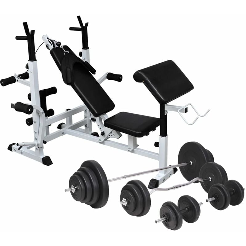 

Banco musculacion con soporte pesas, pesas y mancuernas 120 kg