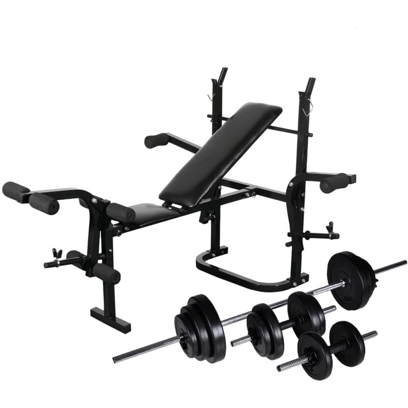 

Banco musculación con soporte pesas, pesas y mancuernas 30,5 kg