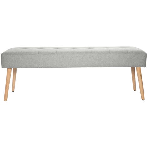 MILIBOO nórdico capitoné de tela efecto aterciopelado texturizado gris claro y madera clara 130 cm GUESTA