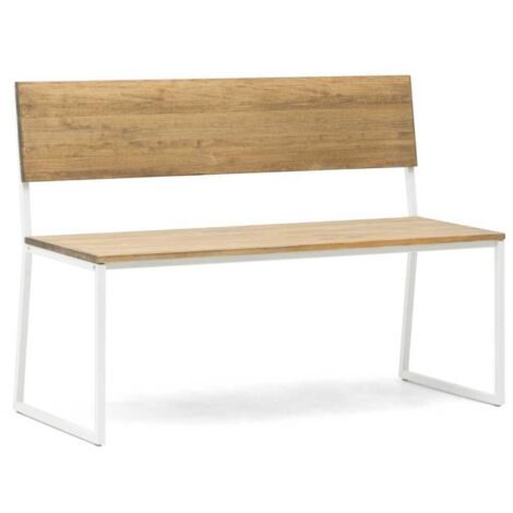 Banco Oxford antivuelco 84x86x44cm color Blanco acabado envejecido estilo nórdico industrial Box Furniture