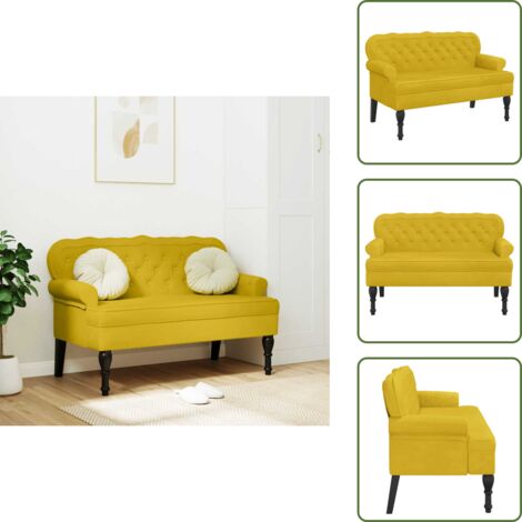 Banco para casa - vidaXL Banco con respaldo terciopelo amarillo 119,5x64,5x75 cm - Banco para oficina