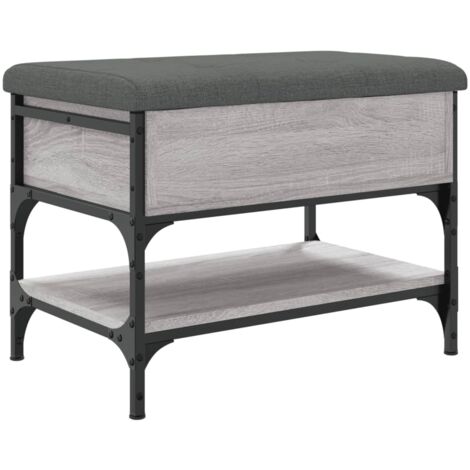 Banco para guardar zapatos con cojín de asiento y estante 62 x 42 x 45 cm en madera contrachapada color gris sonoma DEC024942