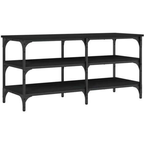 Banco para guardar zapatos de 3 niveles, madera de ingeniería negra, 100 x 38,5 x 49 cm, DEC024907