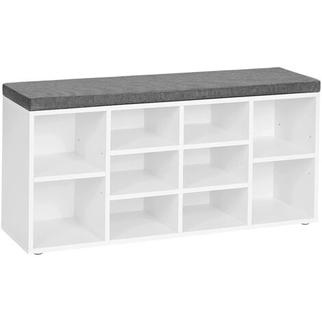 Banco para Zapatos blanco 10 Compartimentos con Cojín - L104 cm
