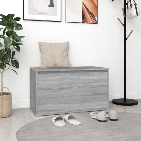 Banco pasillo madera de ingeniería gris 80x40x45 cm