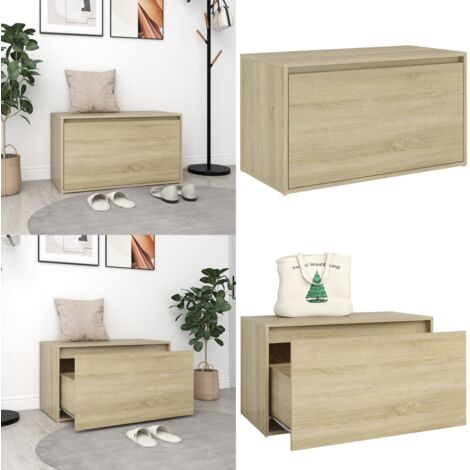 Banco pasillo madera de ingeniería roble Sonoma 80x40x45 cm - Banco de almacenamiento - Banco de entrada