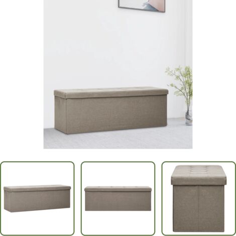 Banco plegable -  Banco de almacenamiento plegable lino sintético gris taupe