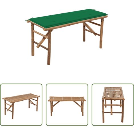 Banco plegable -  Banco de jardín plegable con cojín bambú 118 cm