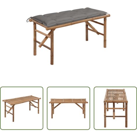 Banco plegable -  Banco de jardín plegable con cojín bambú 118 cm