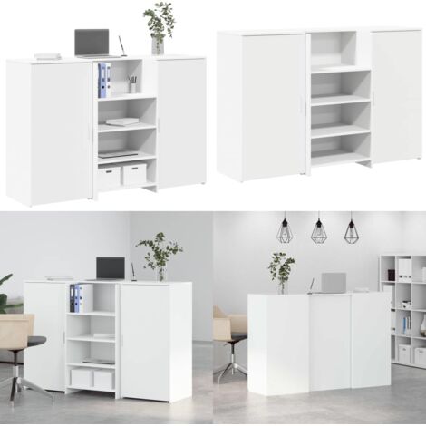 Banco Reception Bianco 155x50x103,5 cm in Legno Multistrato - Armadietto - Truciolato