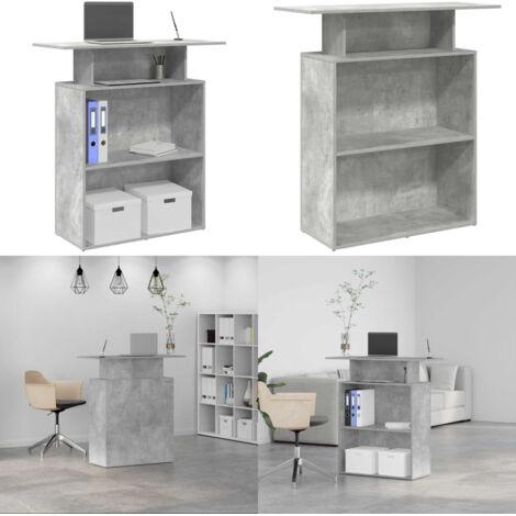 Banco Reception Grigio Cemento 100x40x104 cm Legno Multistrato - Bancone reception - Archiviazione
