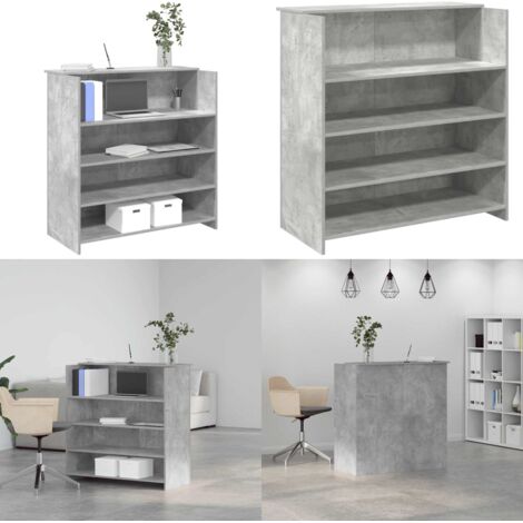 Banco Reception Grigio Cemento 100x50x103,5cm Legno Multistrato - Bancone reception in legno - Bancone reception cemento
