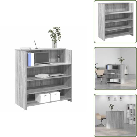 Banco reception multistrato - vidaXL Banco Reception Grigio Sonoma 100x50x103,5 cm Legno Multistrato - Banco reception grigio