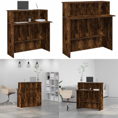 Banco Reception Rovere Fumo 100x50x103,5cm in Legno Multistrato - Bancone reception - Archiviazione