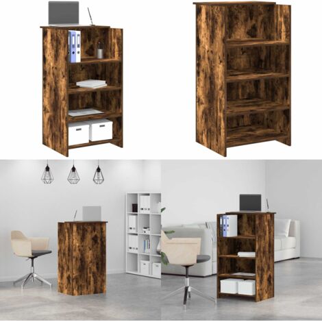 Banco Reception Rovere Fumo 55x50x103,5 cm in Legno Multistrato - Bancone - Archiviazione