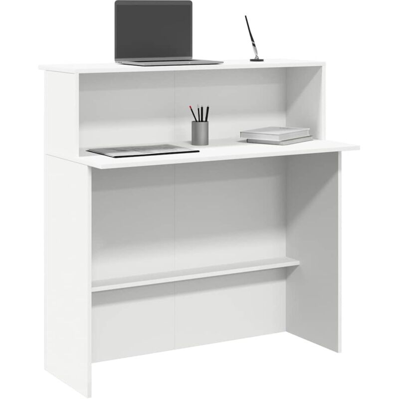 Banco Reception Bianco 100x50x103,5 Cm In Legno Multistrato Vidaxl