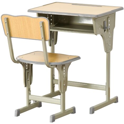 Banco Scuola con Sedia per Bambini con Vano Contenitore Legno
