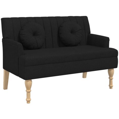 Banco sofá con cojines con reposabrazos y respaldo 113 x 64,5 x 75,5 cm en tela negra DEC024633