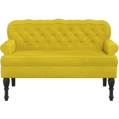 Banco sofá con reposabrazos respaldo acolchado 119,5 x 64,5 x 75 cm en terciopelo amarillo DEC024649