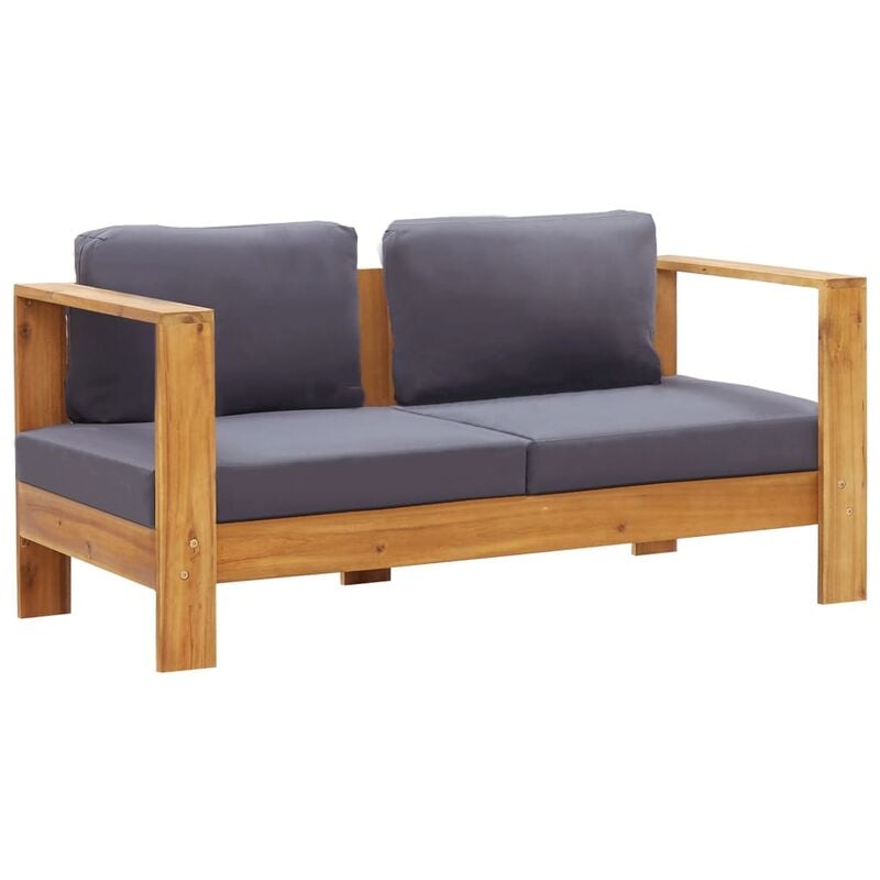 

Banco sofa de jardin y cojines madera maciza acacia gris 140 cm