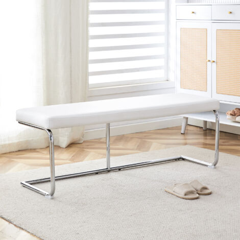 Banco Superficie suave Fácil de limpiar Asiento multifunción metal PU 130cm color blanco