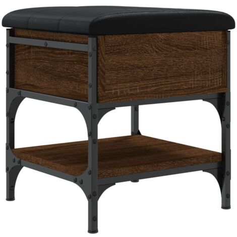 Banco taburete para guardar zapatos con cojín de asiento negro 42 x 42 x 45 cm madera contrachapada color roble marrón DEC024866