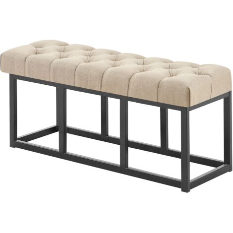 Banco tapizado 100 cm tela color topo con estructura de metal negro diseño contemporáneo 100008520