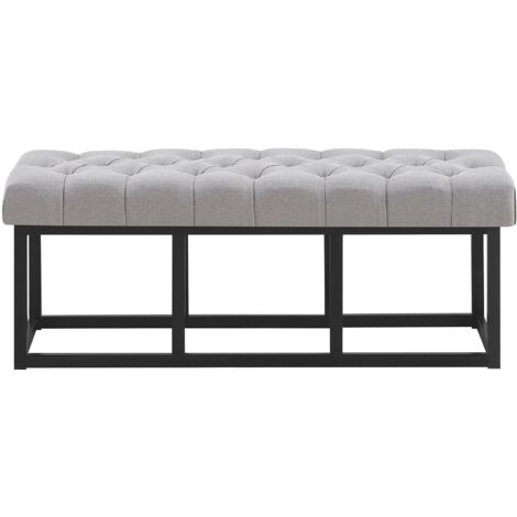 Banco tapizado 120 cm tela gris con estructura de metal negro diseño contemporáneo 100008527