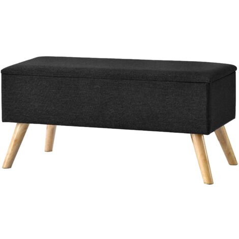 Banco tapizado con almacenaje 79 x 39,5 x 39,5 cm negro 030006446