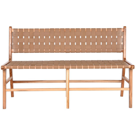 Banco Teca Piel 140X59X89 Beige