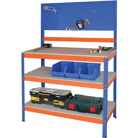 UNIFERSA Banco trabajo 90CM 1,5X1X0,5M+2Baldas 200KG