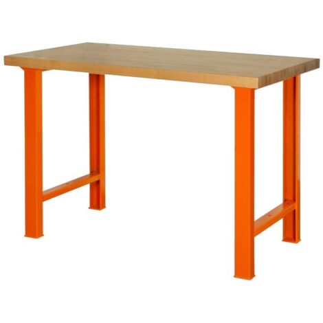 BANCO TRABAJO NARANJA CON ENCIMERA MADERA ARCE 1.800MM - BAHCO