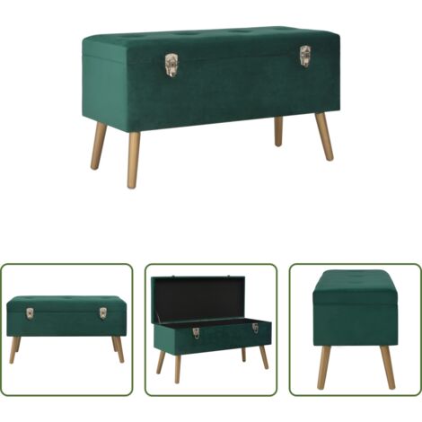 Banco verde -  Banco con compartimento de terciopelo verde 80 cm